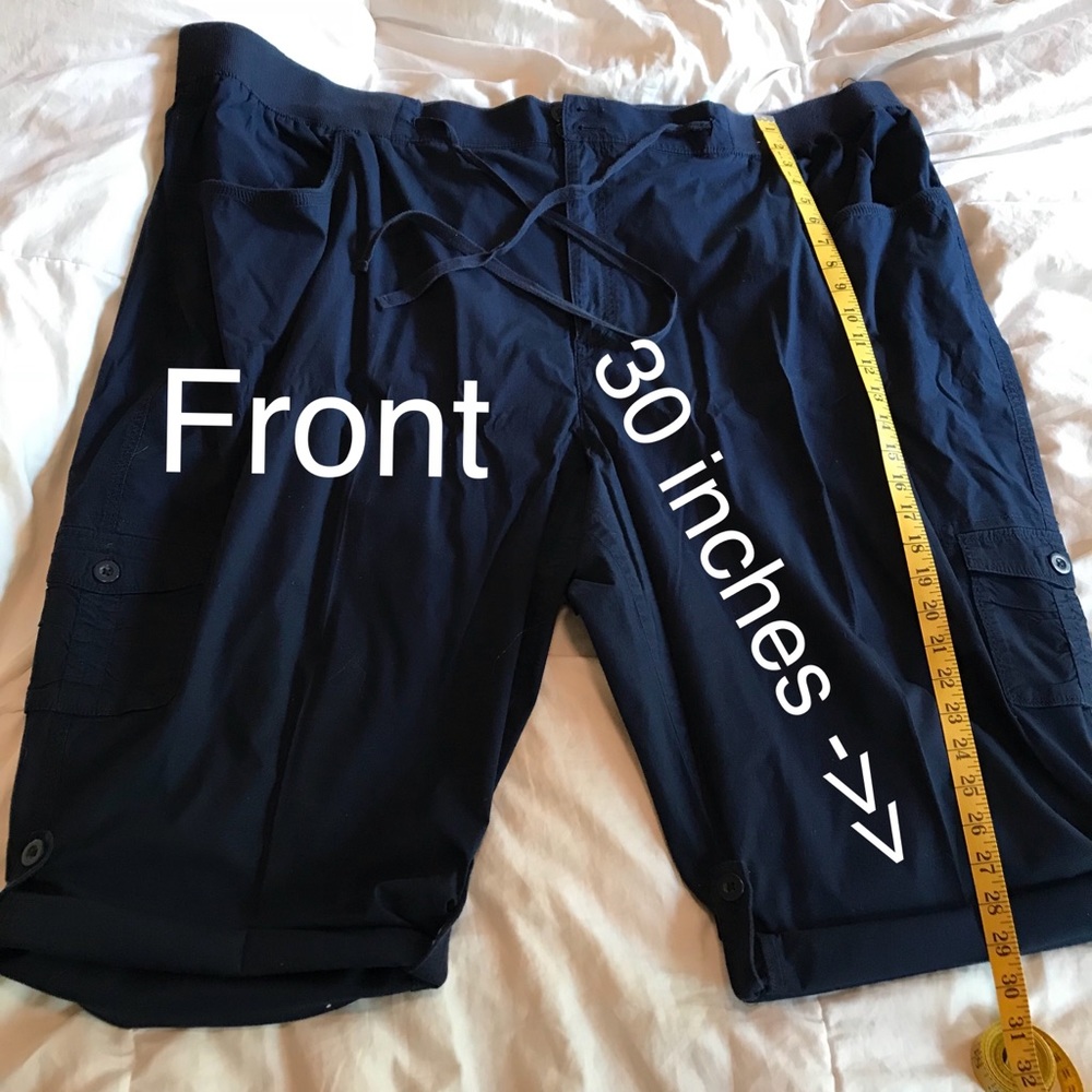 Capri Pants Dark Blue Cotton Plus Size